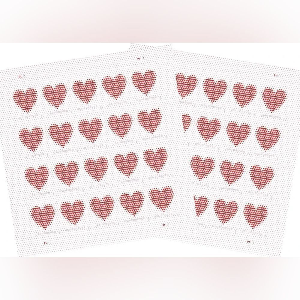 100 Made of Hearts Forever Postage Stamps USPS Valentines Wedding‎ Invitations
